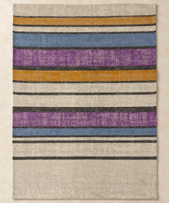 Purple Stripe Machine Washable Rug