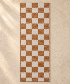 Rust Checker Machine Washable Rug